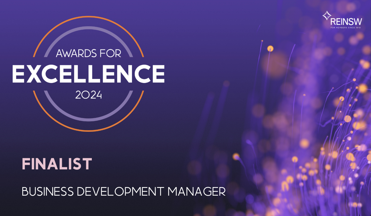 Finalist - 2024 Award for Business Development Manager - Peter Domjen REINSW Awards 2024